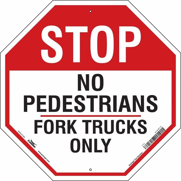 Safety Sign, 24 in Height, 24 in Width, Polyethylene, Octagon, English