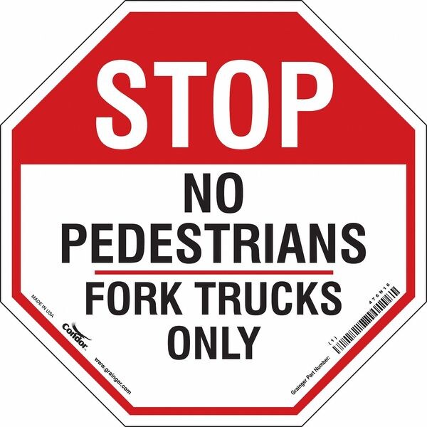 Safety Sign, 18 in Height, 18 in Width, Vinyl, Octagon, English