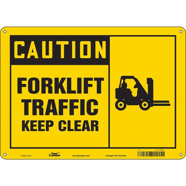 Safety Sign, 10 in Height, 14 in Width, Polyethylene, Horizontal Rectangle, English, 476N64