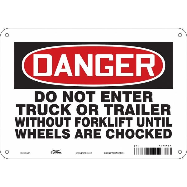 Safety Sign, 7 in Height, 10 in Width, Polyethylene, Vertical Rectangle, English, 476P84