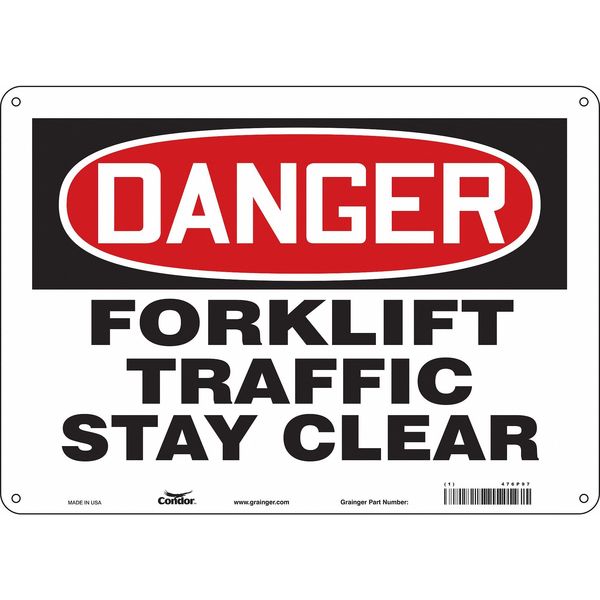 Safety Sign, 10 in Height, 14 in Width, Polyethylene, Horizontal Rectangle, English, 476P97