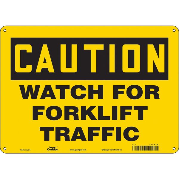 Safety Sign, 10 in Height, 14 in Width, Polyethylene, Horizontal Rectangle, English, 476P25