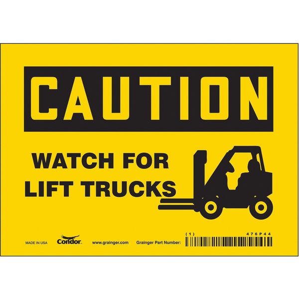 Safety Sign, 5 in Height, 7 in Width, Vinyl, Horizontal Rectangle, English, 476P44