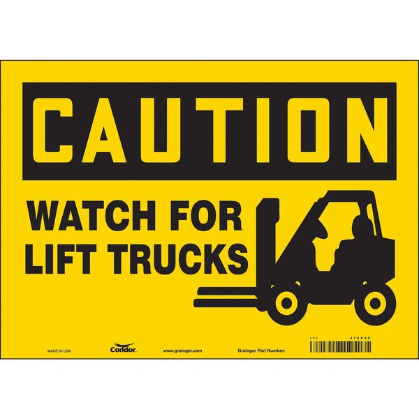 Safety Sign, 10 in Height, 14 in Width, Vinyl, Horizontal Rectangle, English, 476P46