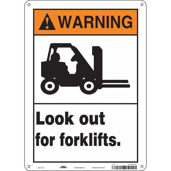 Safety Sign, 14 in Height, 10 in Width, Polyethylene, Vertical Rectangle, English, 476R82
