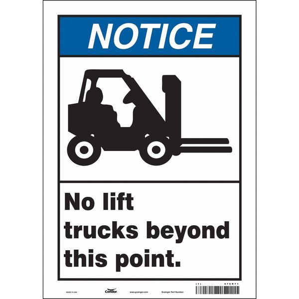 Safety Sign, 14 in Height, 10 in Width, Vinyl, Vertical Rectangle, English, 476R71