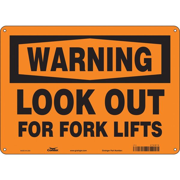 Safety Sign, 10 in Height, 14 in Width, Polyethylene, Horizontal Rectangle, English, 476R76