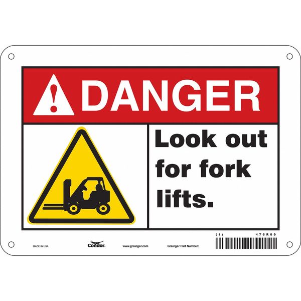 Safety Sign, 7 in Height, 10 in Width, Polyethylene, Vertical Rectangle, English, 476R09