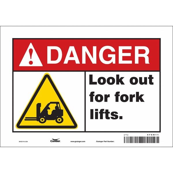 Safety Sign, 7 in Height, 10 in Width, Vinyl, Vertical Rectangle, English, 476R11