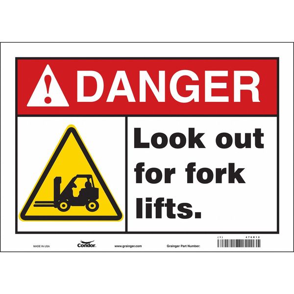 Safety Sign, 10 in Height, 14 in Width, Vinyl, Horizontal Rectangle, English, 476R12