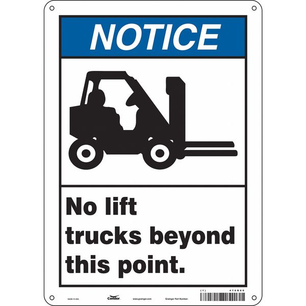 Safety Sign, 14 in Height, 10 in Width, Polyethylene, Vertical Rectangle, English, 476R69