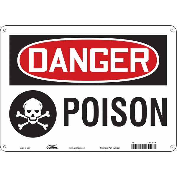 Chemical Sign, 10 in H, 14 in W, Polyethylene, Horizontal Rectangle, English, 476C89