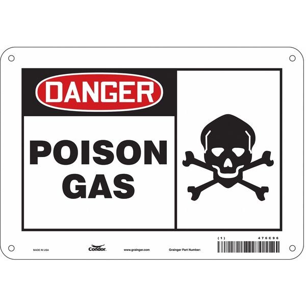 Chemical Sign, 7 in H, 10 in W, Polyethylene, Vertical Rectangle, English, 476C96