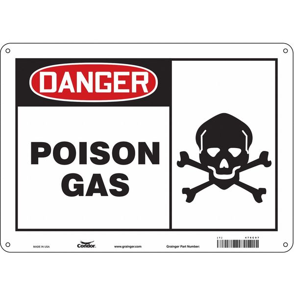 Safety Sign, 10 in Height, 14 in Width, Polyethylene, Horizontal Rectangle, English, 476C97
