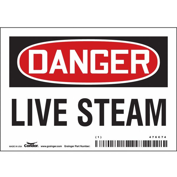 Chemical Sign, 3 1/2 in H, 5 in W, Vinyl, Horizontal Rectangle, English, 476C74