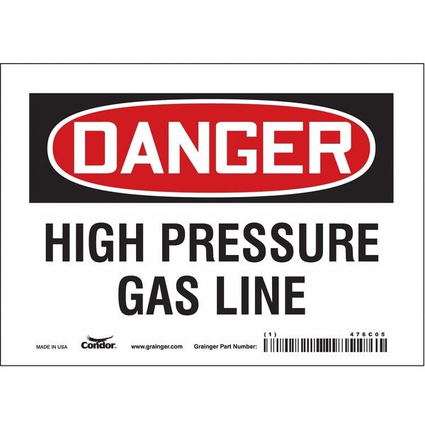 Safety Sign, 5 in Height, 7 in Width, Vinyl, Horizontal Rectangle, English, 476C05