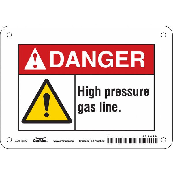 Safety Sign, 5 in Height, 7 in Width, Vinyl, Horizontal Rectangle, English, 476C13