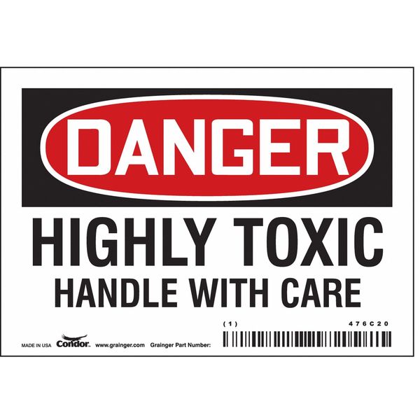 Chemical Sign, 3 1/2 in H, 5 in W, Vinyl, Horizontal Rectangle, English, 476C20