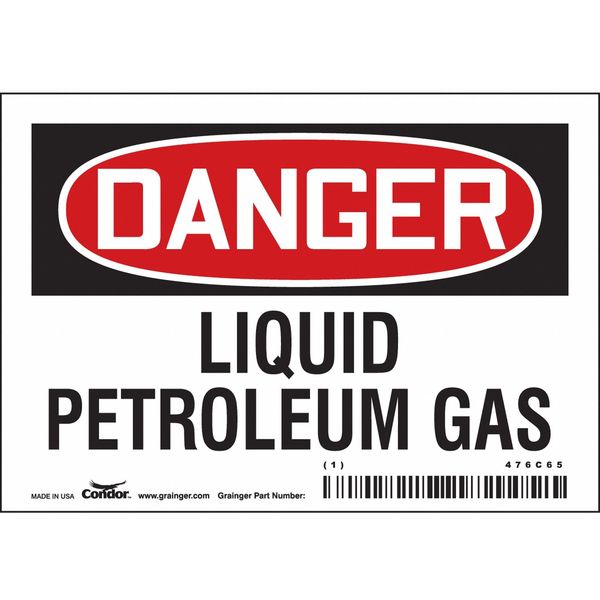 Safety Sign, 3 1/2 in Height, 5 in Width, Vinyl, Horizontal Rectangle, English, 476C65