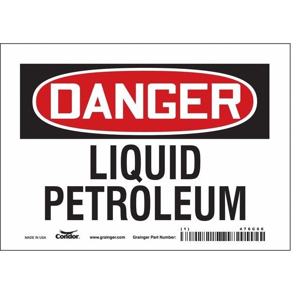 Safety Sign, 5 in Height, 7 in Width, Vinyl, Horizontal Rectangle, English, 476C66