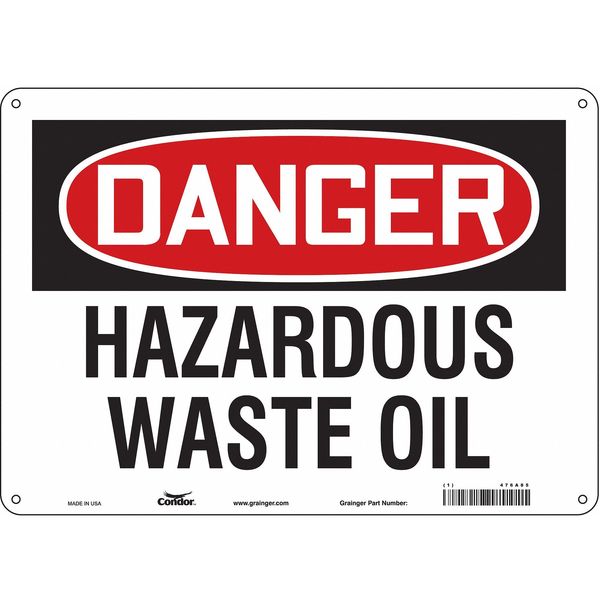 Chemical Sign, 10 in H, 14 in W, Polyethylene, Horizontal Rectangle, English, 476A85