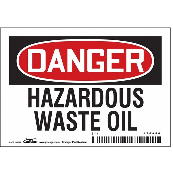 Chemical Sign, 3 1/2 in H, 5 in W, Vinyl, Horizontal Rectangle, English, 476A86