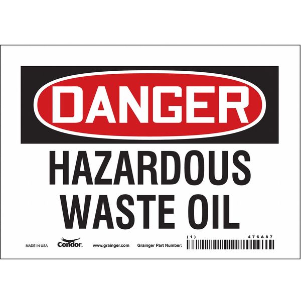 Chemical Sign, 5 in H, 7 in W, Vinyl, Horizontal Rectangle, English, 476A87