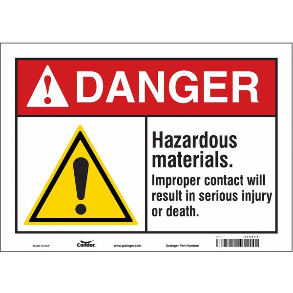 Chemical Sign, 10 in H, 14 in W, Vinyl, Horizontal Rectangle, English, 476A73