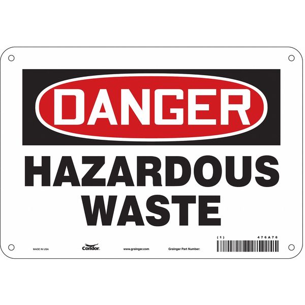 Chemical Sign, 7 in H, 10 in W, Polyethylene, Vertical Rectangle, English, 476A76