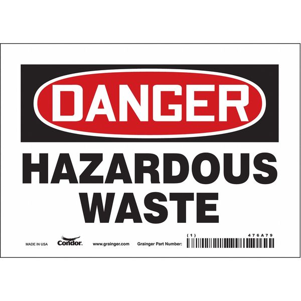 Chemical Sign, 5 in H, 7 in W, Vinyl, Horizontal Rectangle, English, 476A79