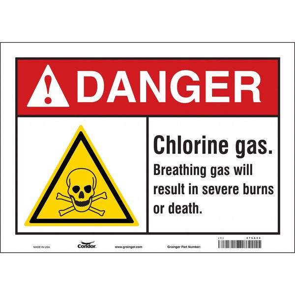 Chemical Sign, 10 in H, 14 in W, Vinyl, Horizontal Rectangle, English, 476A02