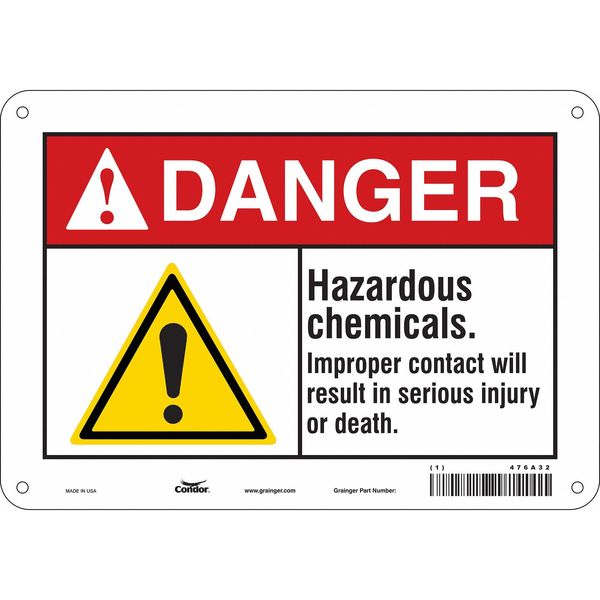 Safety Sign, 7 in Height, 10 in Width, Polyethylene, Vertical Rectangle, English, 476A32
