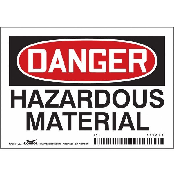 Chemical Sign, 3 1/2 in H, 5 in W, Vinyl, Horizontal Rectangle, English, 476A54