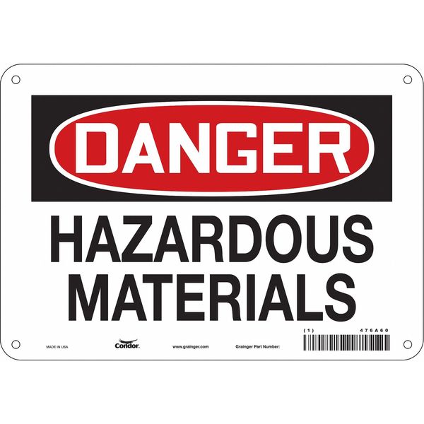 Chemical Sign, 7 in H, 10 in W, Polyethylene, Vertical Rectangle, English, 476A60