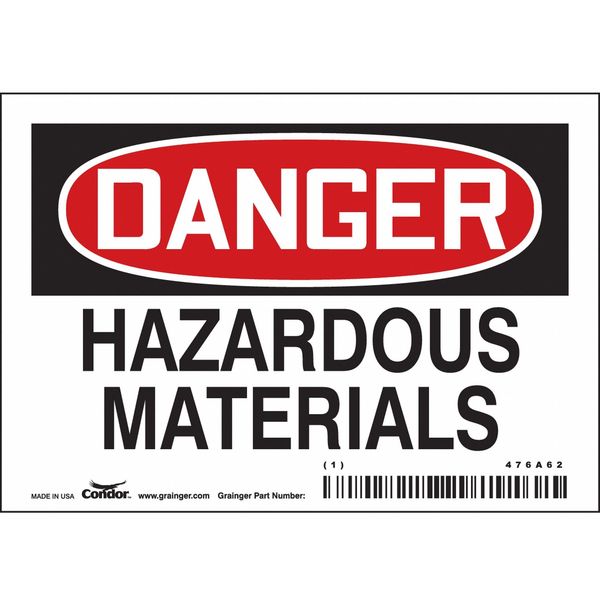 Chemical Sign, 3 1/2 in H, 5 in W, Vinyl, Horizontal Rectangle, English, 476A62