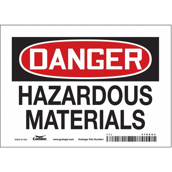 Safety Sign, 5 in Height, 7 in Width, Vinyl, Horizontal Rectangle, English, 476A63