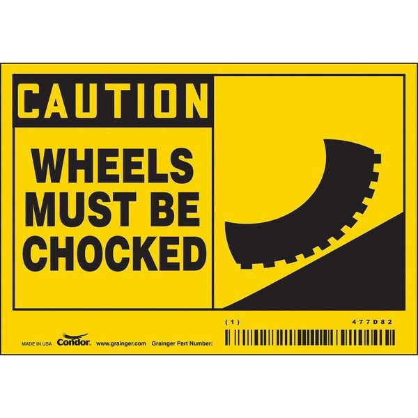 Safety Sign, 3 1/2 in Height, 5 in Width, Vinyl, Horizontal Rectangle, English, 477D82