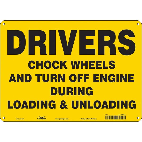 Safety Sign, 10 in Height, 14 in Width, Polyethylene, Horizontal Rectangle, English, 477D50