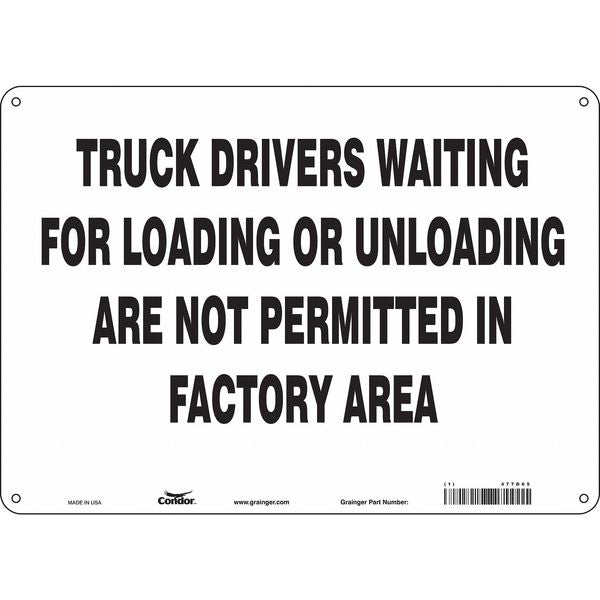 Safety Sign, 10 in Height, 14 in Width, Polyethylene, Horizontal Rectangle, English, 477D65