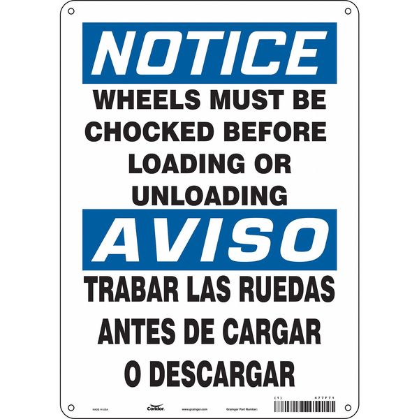 Safety Sign, 14 in Height, 10 in Width, Vinyl, Vertical Rectangle, English, Spanish, 477F71