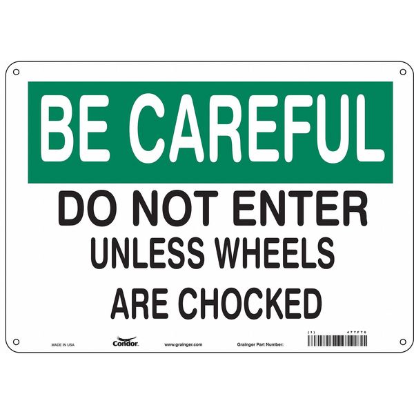 Safety Sign, 10 in Height, 14 in Width, Polyethylene, Horizontal Rectangle, English, 477F76