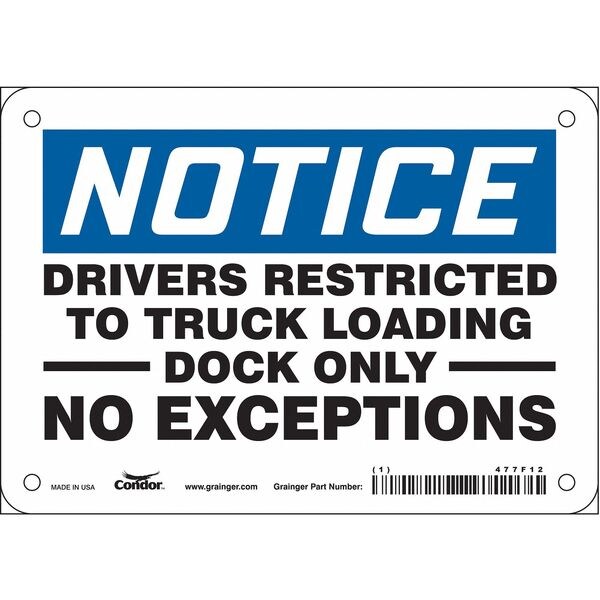 Safety Sign, 5 in Height, 7 in Width, Vinyl, Horizontal Rectangle, English, 477F12