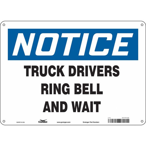 Safety Sign, 10 in Height, 14 in Width, Polyethylene, Horizontal Rectangle, English, 477F32