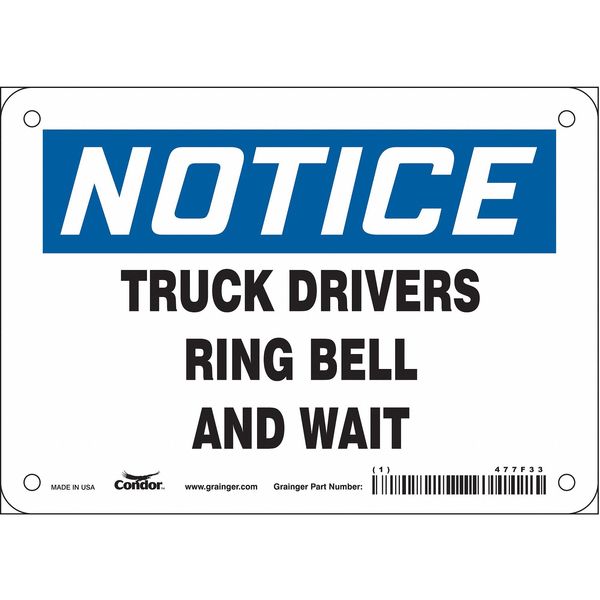 Safety Sign, 5 in Height, 7 in Width, Vinyl, Horizontal Rectangle, English, 477F33