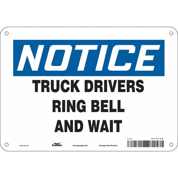 Safety Sign, 7 in Height, 10 in Width, Vinyl, Vertical Rectangle, English, 477F34