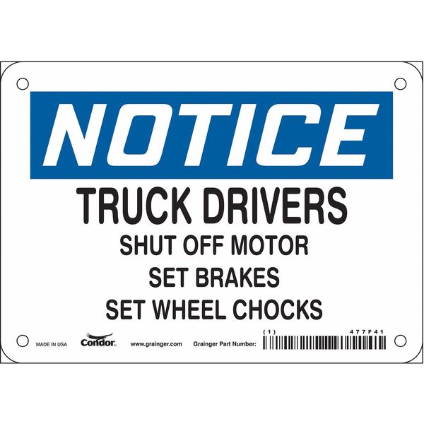 Safety Sign, 5 in Height, 7 in Width, Vinyl, Horizontal Rectangle, English, 477F41