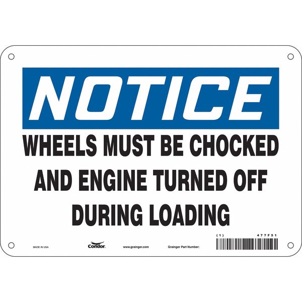 Safety Sign, 7 in Height, 10 in Width, Vinyl, Vertical Rectangle, English, 477F51