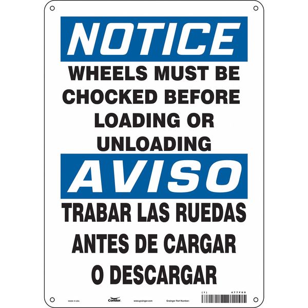 Safety Sign, 14 in Height, 10 in Width, Polyethylene, Vertical Rectangle, English, Spanish, 477F69