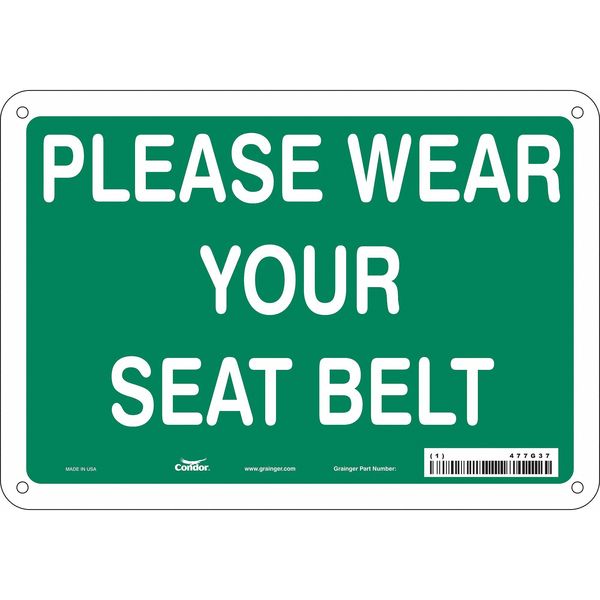Safety Sign, 7 in Height, 10 in Width, Polyethylene, Vertical Rectangle, English, 477G37