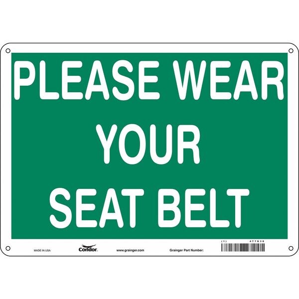 Safety Sign, 10 in Height, 14 in Width, Polyethylene, Horizontal Rectangle, English, 477G38